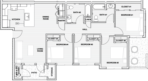 Orchard View 4 bed 2 bath 1190 SF